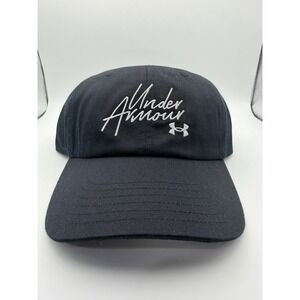 Under Armour Womens Script Logo Baseball Cap Black Adjustable Hat Sample New